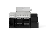 NewAge Outdoor Kitchens Outdoor Grill Island Stainless-Steel 6-Piece Cabinet Set with 3-Drawer, Grill Cabinet, Platinum Grill, Dual Side Burner and Dekton in Aeris Countertop - (Natural Gas) 
