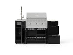 NewAge Outdoor Kitchens Outdoor Grill Island Aluminum 5-Piece Cabinet Set with Sink, 3 Drawer, Grill Cabinet, Performance Grill and Stainless Steel Countertop - (Liquid Propane) 