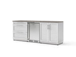 NewAge Outdoor Kitchens Stainless Steel 5-Piece Cabinet Set with 3-Drawer, 2-Door Cabinet, Countertops and Fridge-73864-Garage Giant 