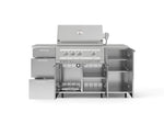 NewAge Outdoor Kitchens Outdoor Grill Island Stainless-Steel 6-Piece Cabinet Set with Casters 1 Door, 3 Drawer, Grill Cabinet, Platinum Grill, Countertops 