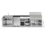 NewAge Outdoor Kitchens Stainless Steel 6-Piece Cabinet Set with Sink, Bar, Grill Cabinet, Performance Grill, Countertop and Stainless Steel Door Fridge-73760-Garage Giant 