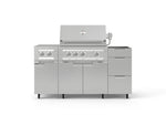 NewAge Outdoor Kitchens Outdoor Grill Island Stainless-Steel 5-Piece Cabinet Set with Casters and 3-Drawer, Grill Cabinet, Dual Side Burner and Platinum Grill - (Liquid Propane) 