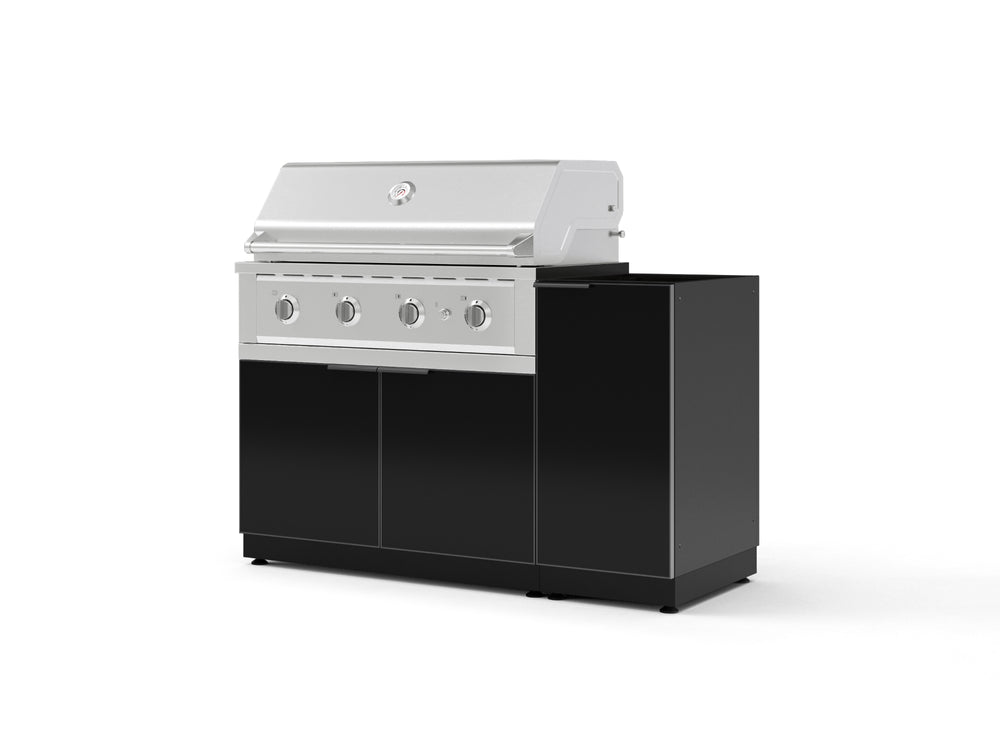NewAge Outdoor Kitchens Outdoor Grill Island Aluminum 4-Piece Cabinet Set with 1 Door, Grill Cabinet, Performance Grill and Countertop - (Liquid Propane) | Garage Giant