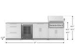 NewAge Outdoor Kitchens Stainless Steel 7-Piece Cabinet Set with 3-Drawer, Bar, Grill Cabinet, Platinum Grill, Countertop, and Glass Door Fridge-71434-Garage Giant 
