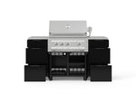 NewAge Outdoor Kitchens Outdoor Grill Island Aluminum 6-Piece Cabinet Set with Casters 3 Drawers, Grill Cabinet, Platinum Grill, Countertops 