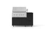 NewAge Outdoor Kitchens Outdoor Grill Island Stainless-Steel 4-Piece Cabinet Set with Casters and 3-Drawer, Grill Cabinet, Platinum Grill and Dekton in Sirius Countertop - (Liquid Propane) 