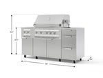 NewAge Outdoor Kitchens Outdoor Grill Island Stainless-Steel 6-Piece Cabinet Set with Casters and 3-Drawer, Grill Cabinet, Platinum Grill, Dual Side Burner, Countertop-74882-Garage Giant 
