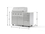 NewAge Outdoor Kitchens Outdoor Grill Island Stainless-Steel 4-Piece Cabinet Set with Casters and 3-Drawer, Grill Cabinet, Performance Grill and Dekton in Aeris Countertop - (Liquid Propane) 