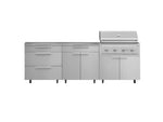 NewAge Outdoor Kitchens Stainless Steel 5-Piece Cabinet Set with Casters and 3 Drawer, Bar, Grill Cabinet, Performance Grill, Countertop-72652-Garage Giant 