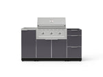 NewAge Outdoor Kitchens Outdoor Grill Island Aluminum 5-Piece Cabinet Set with Sink, 3 Drawer, Grill Cabinet, Performance Grill and Stainless Steel Countertop - (Liquid Propane) 