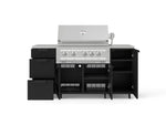 NewAge Outdoor Kitchens Outdoor Grill Island Stainless-Steel 6-Piece Cabinet Set with Casters 1 Door, 3 Drawer, Grill Cabinet, Platinum Grill, Countertops 