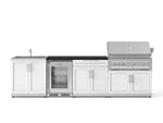 NewAge Outdoor Kitchens Stainless Steel 6-Piece Cabinet Set with Sink, Bar, Grill Cabinet, Platinum Grill, Countertop and Glass Door Fridge-73778-Garage Giant 