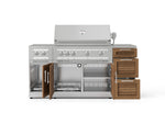 NewAge Outdoor Kitchens Outdoor Grill Island Stainless-Steel Louvered Doors 6-Piece Cabinet Set with 3-Drawer, Grill Cabinet, Platinum Grill, Dual Side Burner and Countertop-74601-Garage Giant 