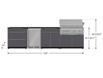 NewAge Outdoor Kitchens Aluminum 7-Piece Cabinet Set with 3-Drawer, Bar, Grill Cabinet, Platinum Grill, Countertops and Fridge-71834-Garage Giant 