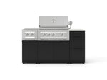 NewAge Outdoor Kitchens Outdoor Grill Island Stainless-Steel 6-Piece Cabinet Set with 3-Drawer, Grill Cabinet, Platinum Grill, Dual Side Burner and Dekton in Aeris Countertop - (Natural Gas) 
