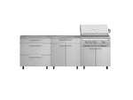 NewAge Outdoor Kitchens Stainless Steel 5-Piece Cabinet Set with Casters and 3 Drawer, Bar, Grill Cabinet, Platinum Grill, Countertop-72657-Garage Giant 