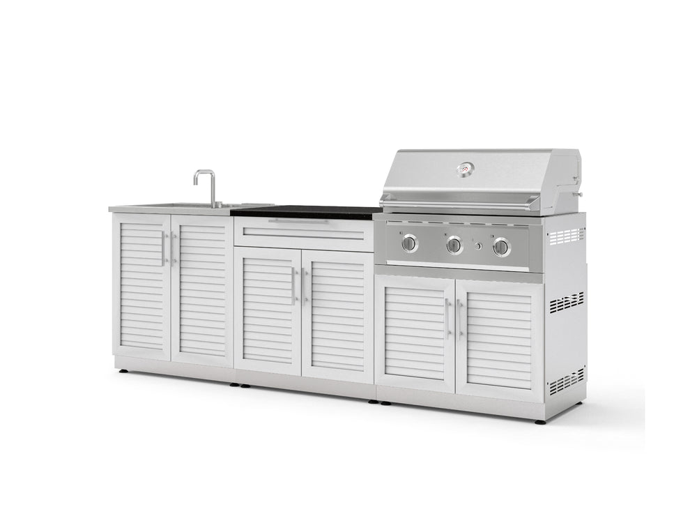 NewAge Outdoor Kitchens Stainless-Steel 5-Piece Cabinet Set with Bar, Sink, Grill Cabinet, Performance Grill, and Countertop-73399-Garage Giant