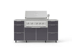 NewAge Outdoor Kitchens Outdoor Grill Island Aluminum 6-Piece Cabinet Set with Casters 3 Drawers, Grill Cabinet, Platinum Grill, Countertops-74930-Garage Giant 