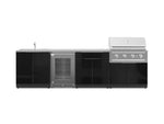 NewAge Outdoor Kitchens Aluminum 6-Piece Cabinet Set with Sink, Bar, Grill Cabinet, Performance Grill, Countertop and Glass Door Fridge-71492-Garage Giant 