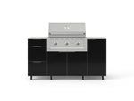 NewAge Outdoor Kitchens Outdoor Grill Island Aluminum 6-Piece Cabinet Set with Casters 1 Door, 3 Drawer, Grill Cabinet, Performance Grill and Dekton in Aeris Countertops - (Liquid Propane) 