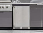 NewAge Outdoor Kitchens Aluminum 7-Piece Cabinet Set with 3-Drawer, Bar, Grill Cabinet, Platinum Grill, Countertops and Fridge-66543-Garage Giant 