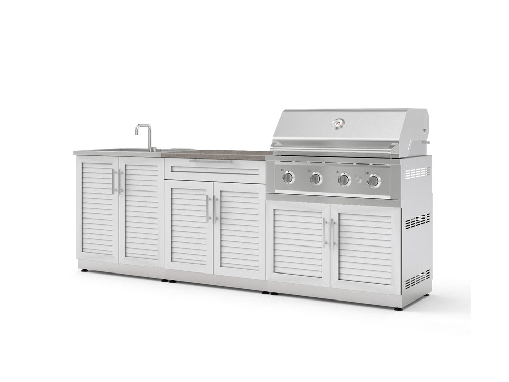 NewAge Outdoor Kitchens Stainless-Steel 5-Piece Cabinet Set with Bar, Sink, Grill Cabinet, Performance Grill, and Countertop-73433-Garage Giant