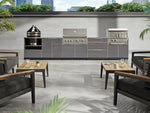 NewAge Outdoor Kitchens Aluminum 6-Piece Cabinet Set with Sink, Bar, Grill Cabinet, Platinum Grill, Countertop and Fridge-66331-Garage Giant 