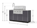NewAge Outdoor Kitchens Outdoor Grill Island Aluminum 5-Piece Cabinet Set with Sink, 1 Door, Grill Cabinet, Performance Grill and Stainless Steel Countertop - (Liquid Propane) 