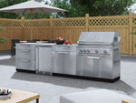 NewAge Outdoor Kitchens Stainless Steel 6-Piece Cabinet Set with Platinum Grill, Dual Side Burner, Bar and Grill Cabinet and Stainless Steel Countertop.-71550-Garage Giant 