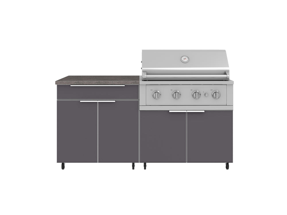 NewAge Outdoor Kitchens Aluminum 4-Piece Cabinet Set with Casters and Bar, Grill Cabinet, Performance Grill, and Countertop-72271-Garage Giant