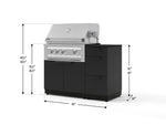 NewAge Outdoor Kitchens Outdoor Grill Island Stainless-Steel 4-Piece Cabinet Set with 3-Drawer, Grill Cabinet, Platinum Grill and Dekton in Sirius Countertop - (Liquid Propane) 