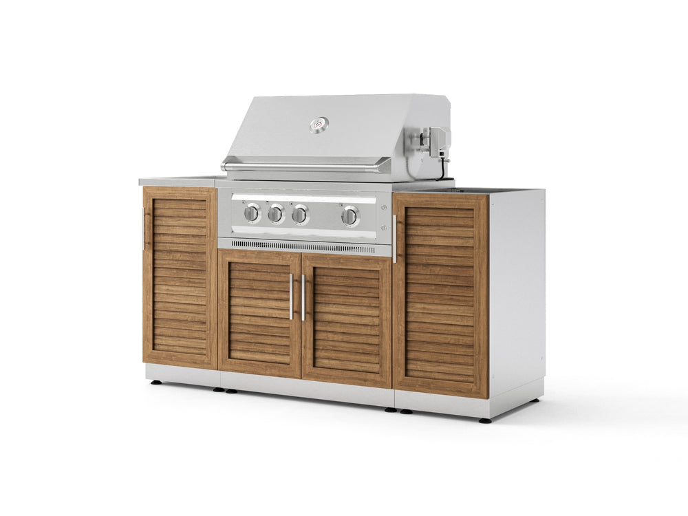 NewAge Outdoor Kitchens Outdoor Grill Island Stainless-Steel 5-Piece Cabinet Set with Sink, 1 Door, Grill Cabinet, Platinum Grill and Stainless Steel Countertop - (Liquid Propane) | Garage Giant