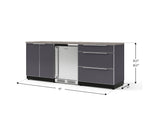 NewAge Outdoor Kitchens Aluminum 5-Piece Cabinet Set with 3-Drawer, 2-Door Cabinet, Countertops and Fridge-72120-Garage Giant 