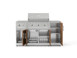 NewAge Outdoor Kitchens Outdoor Grill Island Stainless-Steel Louvered Doors 6-Piece Cabinet Set with 1-Door, Grill Cabinet, Performance Grill, Side Burner and Countertop-74554-Garage Giant 