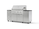 NewAge Outdoor Kitchens Outdoor Grill Island Stainless-Steel 6-Piece Cabinet Set with Casters 1 Door, 3 Drawer, Grill Cabinet, Platinum Grill and Dekton in Sirius Countertops - (Liquid Propane) | Garage Giant 