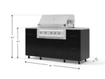 NewAge Outdoor Kitchens Outdoor Grill Island Aluminum 6-Piece Cabinet Set with Casters 3 Drawers, Grill Cabinet, Platinum Grill, Countertops 