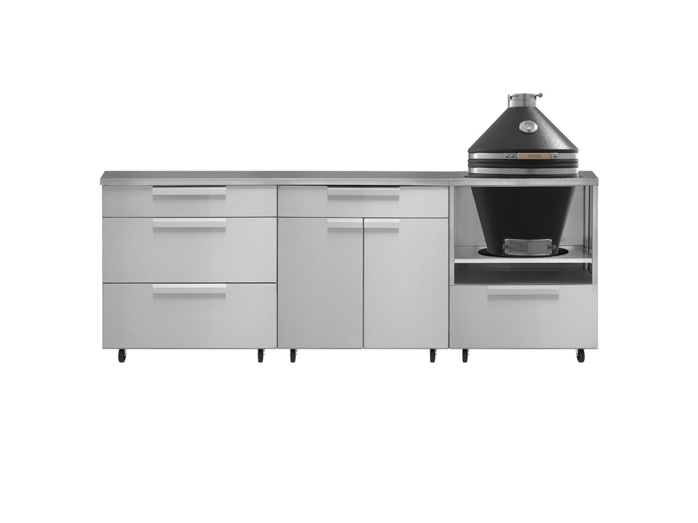 NewAge Outdoor Kitchens Stainless Steel 5-Piece Cabinet Set With Casters and 3 Drawer, Bar, Kamado, Kamado Cabinet, Countertop-72684-Garage Giant
