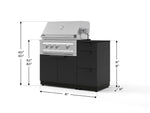 NewAge Outdoor Kitchens Outdoor Grill Island Stainless-Steel 4-Piece Cabinet Set with 3-Drawer, Grill Cabinet, Platinum Grill and Dekton in Sirius Countertop - (Natural Gas) 