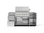 NewAge Outdoor Kitchens Outdoor Grill Island Stainless-Steel 5-Piece Cabinet Set with 1 Door, 3 Drawer, Grill Cabinet and Platinum Grill - (Natural Gas) 