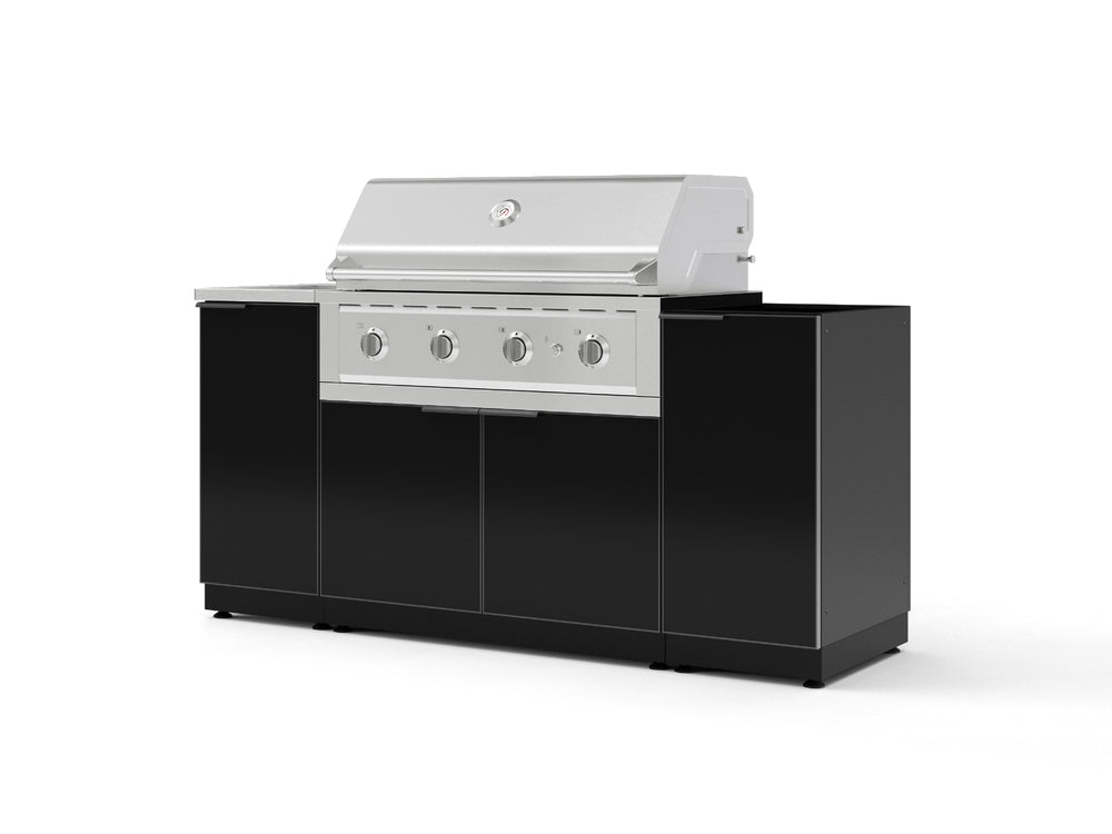NewAge Outdoor Kitchens Outdoor Grill Island Aluminum 5-Piece Cabinet Set with Sink, 1 Door, Grill Cabinet, Performance Grill and Stainless Steel Countertop - (Natural Gas) | Garage Giant