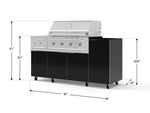 NewAge Outdoor Kitchens Outdoor Grill Island Aluminum 5-Piece Cabinet Set with Casters and 1-Door, Grill Cabinet, Side Burner and Performance Grill - (Liquid Propane) 
