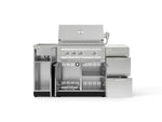 NewAge Outdoor Kitchens Outdoor Grill Island Stainless-Steel 5-Piece Cabinet Set with Sink, 3 Drawer, Grill Cabinet, Platinum Grill and Stainless Steel Countertop - (Natural Gas) 