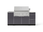 NewAge Outdoor Kitchens Outdoor Grill Island Aluminum 5-Piece Cabinet Set with Sink, 3 Drawer, Grill Cabinet, Platinum Grill and Stainless Steel Countertop - (Natural Gas) 