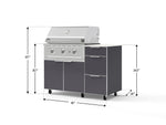 NewAge Outdoor Kitchens Outdoor Grill Island Aluminum 4-Piece Cabinet Set with Casters and 3-Drawer, Grill Cabinet, Performance Grill and Dekton in Aeris Countertop - (Liquid Propane) 