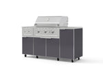 NewAge Outdoor Kitchens Outdoor Grill Island Aluminum 6-Piece Cabinet Set with Casters and 1-Door, Grill Cabinet, Performance Grill, Side Burner, Countertop-74854-Garage Giant 