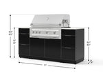 NewAge Outdoor Kitchens Outdoor Grill Island Aluminum 6-Piece Cabinet Set with 3 Drawers, Grill Cabinet, Platinum Grill and Dekton in Aeris Countertops - (Natural Gas) 