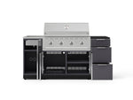 NewAge Outdoor Kitchens Outdoor Grill Island Aluminum 5-Piece Cabinet Set with Sink, 3 Drawer, Grill Cabinet, Performance Grill and Stainless Steel Countertop - (Liquid Propane) 