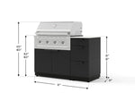 NewAge Outdoor Kitchens Outdoor Grill Island Stainless-Steel 4-Piece Cabinet Set with 3-Drawer, Grill Cabinet, Performance Grill and Dekton in Aeris Countertop - (Natural Gas) 