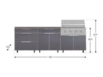 NewAge Outdoor Kitchens Aluminum 5-Piece Cabinet Set With Casters and 3 Drawer, Bar, Grill Cabinet, Performance Grill, Countertop-72604-Garage Giant 