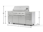 NewAge Outdoor Kitchens Outdoor Grill Island Stainless-Steel 6-Piece Cabinet Set with Casters and 3-Drawer, Grill Cabinet, Platinum Grill, Dual Side Burner and Dekton in Aeris Countertop - (Liquid Propane) 